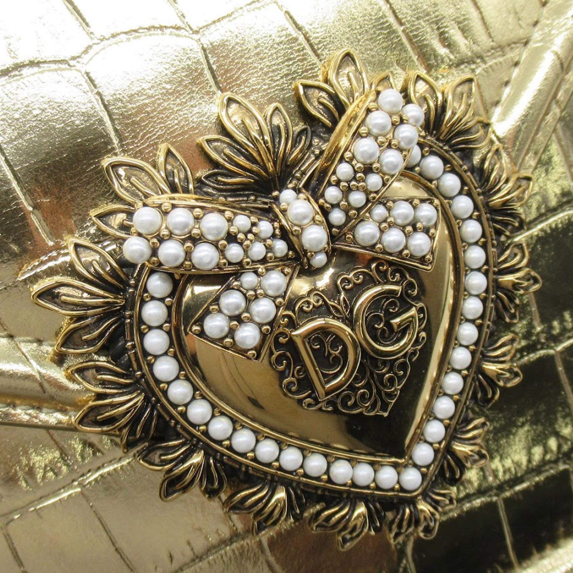 Dolce & Gabbana Gold Mini Devotion Crossbody Bag