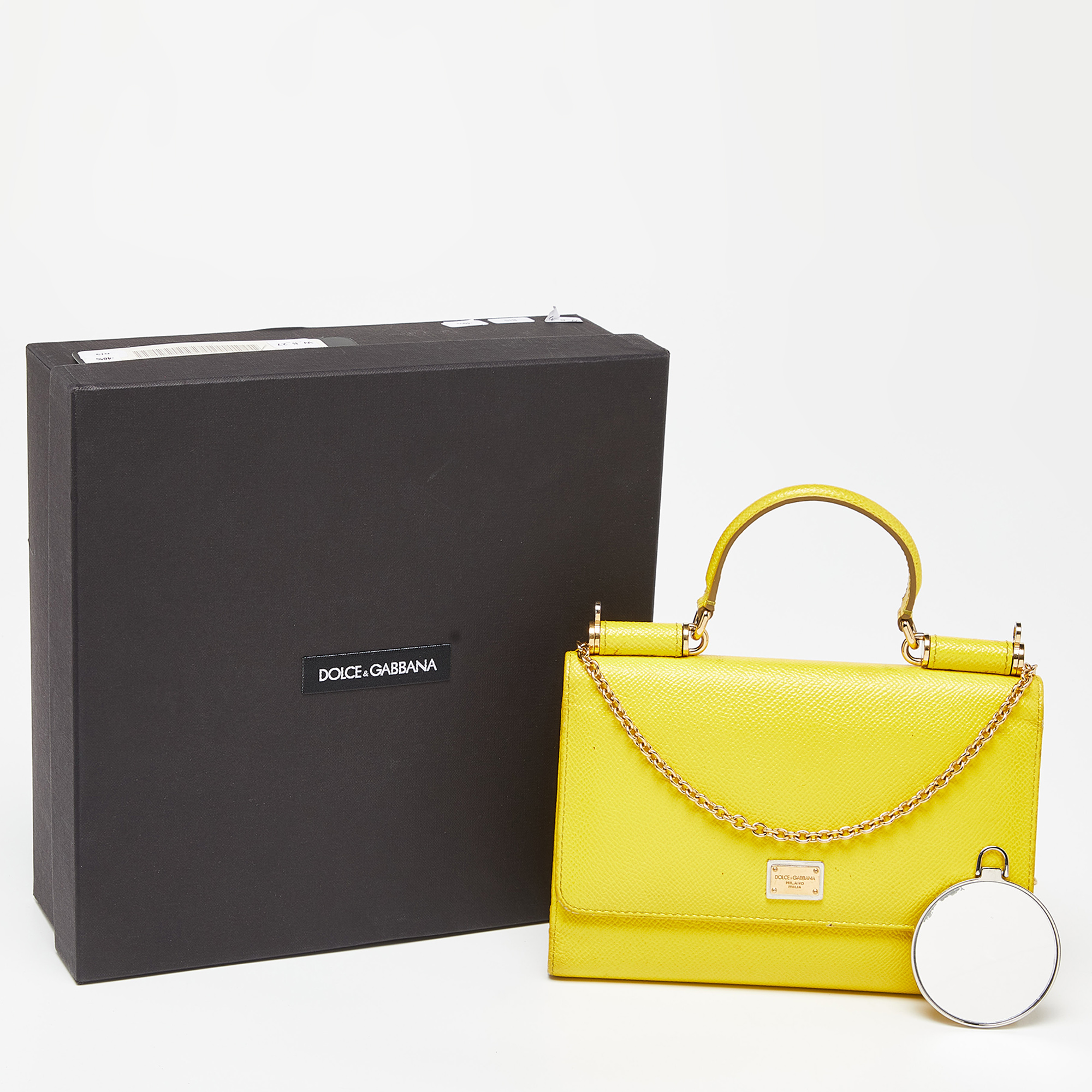 Dolce & Gabbana Yellow Leather Sicily Smart Gloss Wallet On Chain