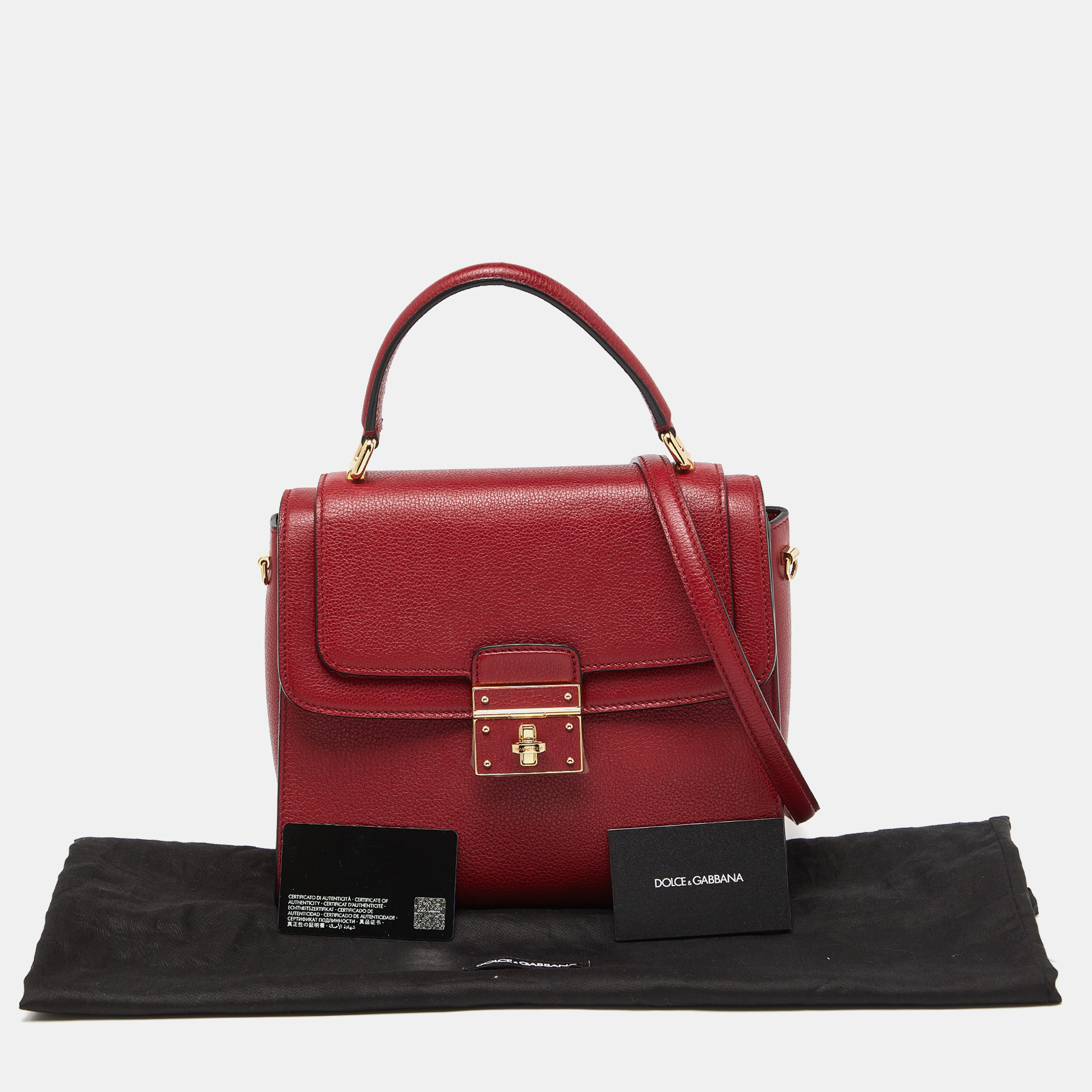 Dolce & Gabbana Red Leather Greta Top Handle Bag