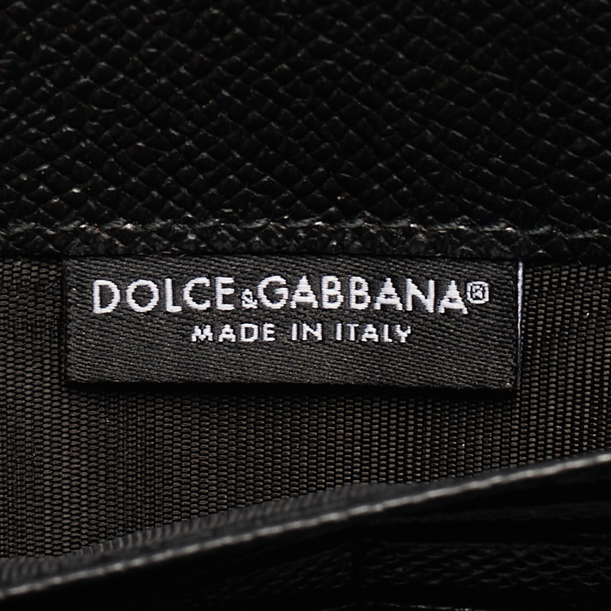 Dolce & Gabbana Black Leather DG Family Patch Zip Around Wallet