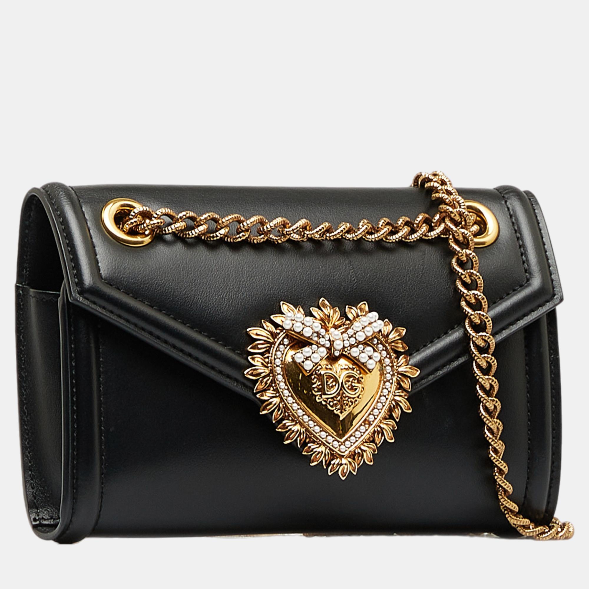 

Dolce & Gabbana Black Small Devotion Crossbody Bag