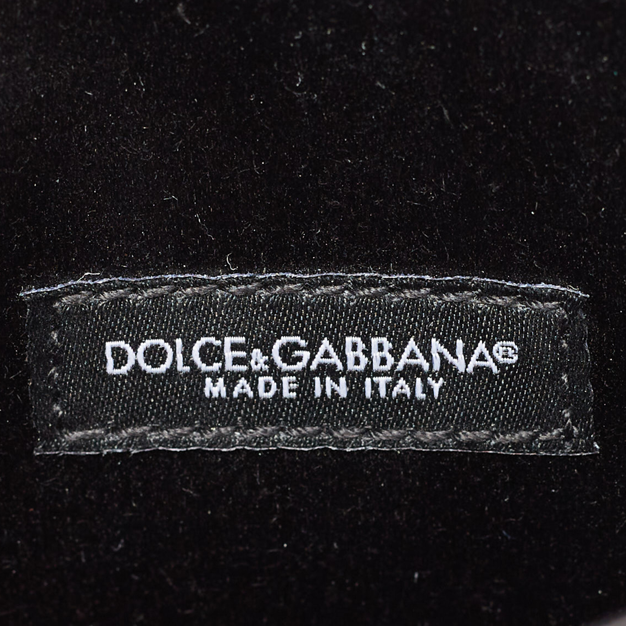 Dolce & Gabbana Black Velvet Crystal Logo Chain Clutch