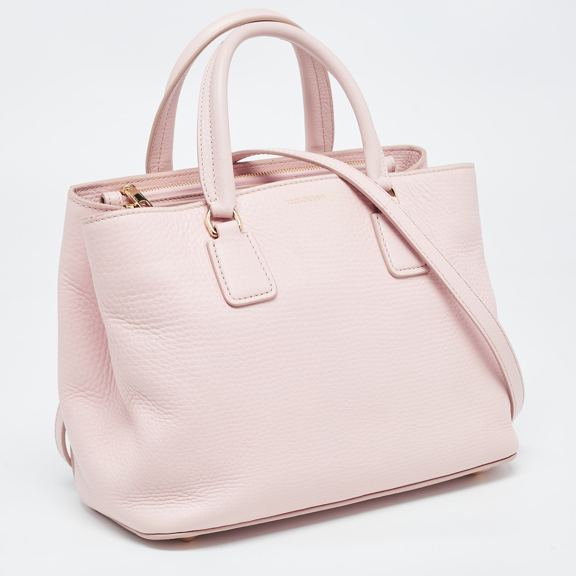 Dolce & Gabbana Pink Grained Leather Tote
