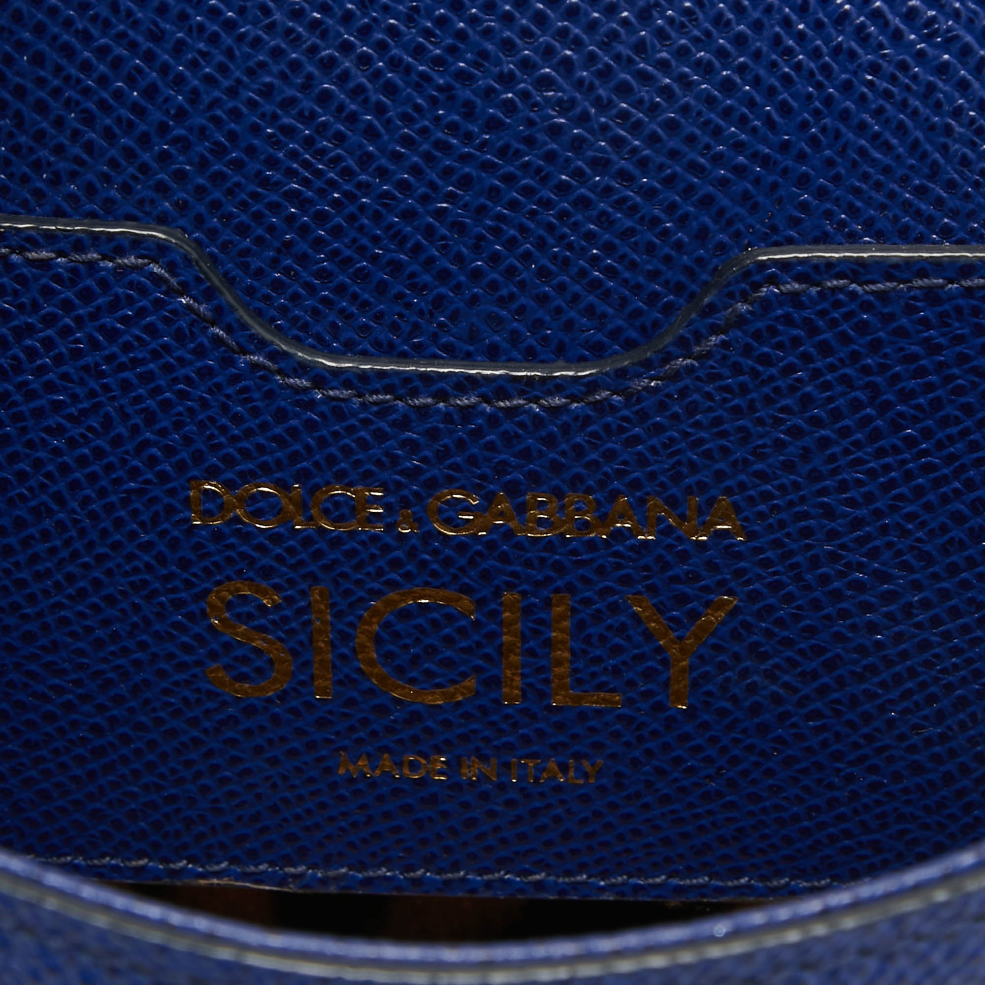 Dolce & Gabbana Dark Blue Leather Mini Miss Sicily Top Handle Bag