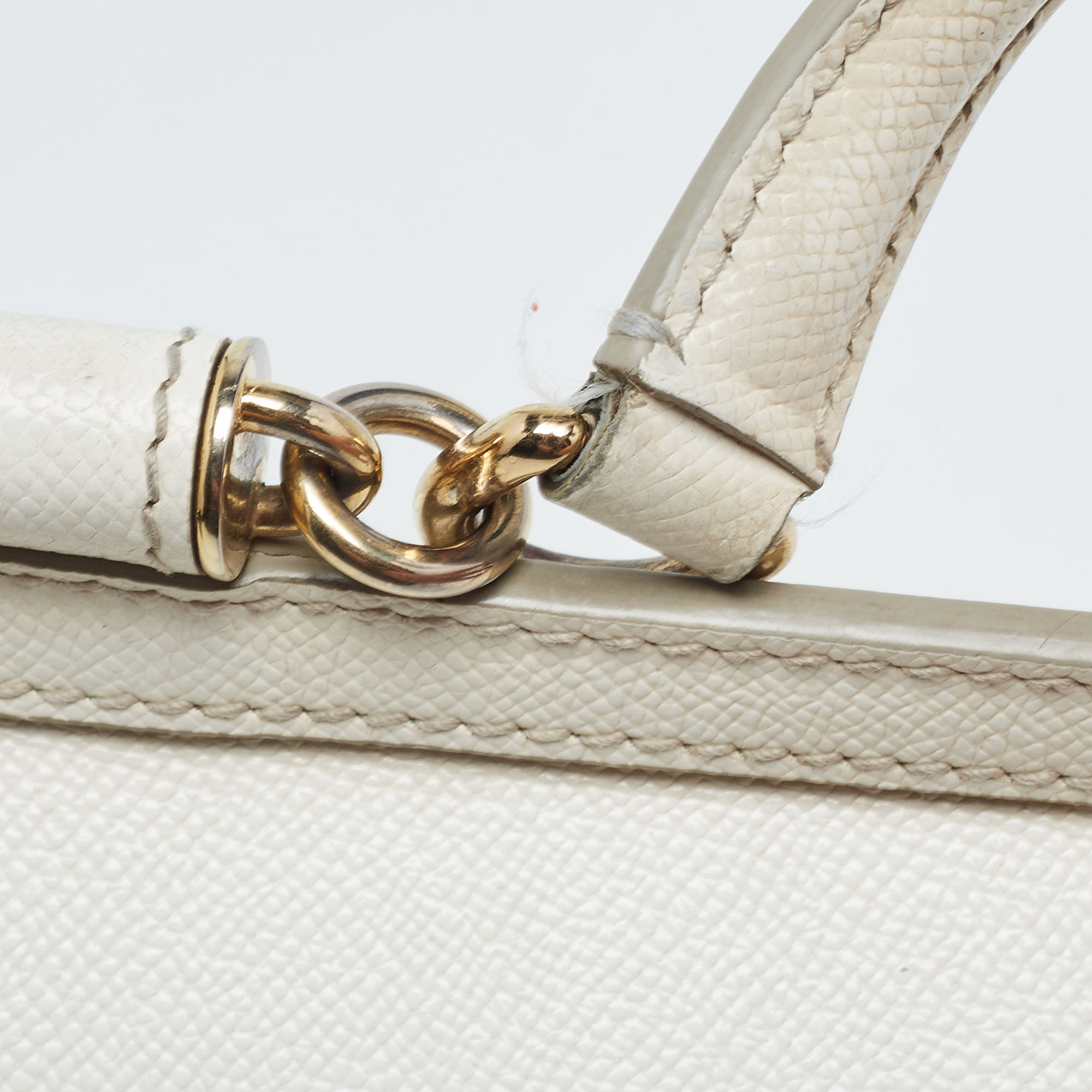 Dolce & Gabbana White Leather Medium Miss Sicily Top Handle Bag