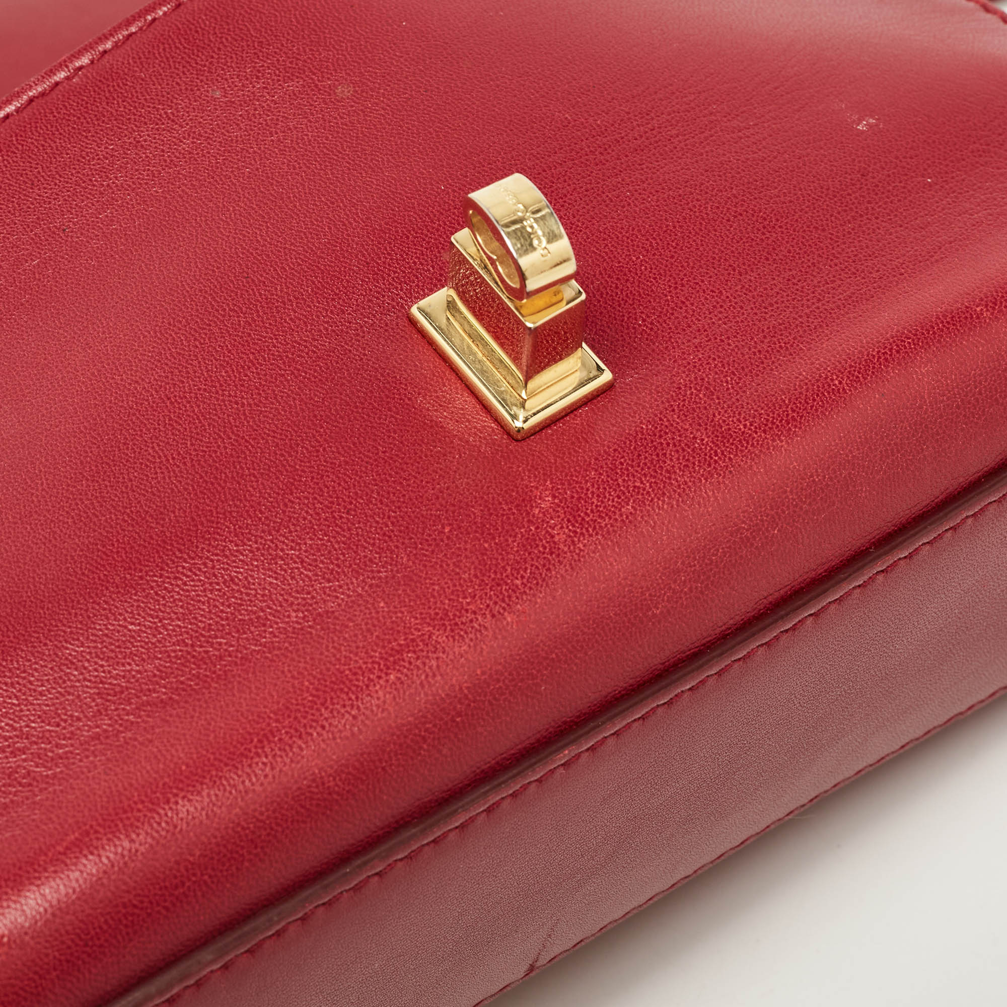 Dolce & Gabbana Red Leather Padlock Flap Crossbody Bag