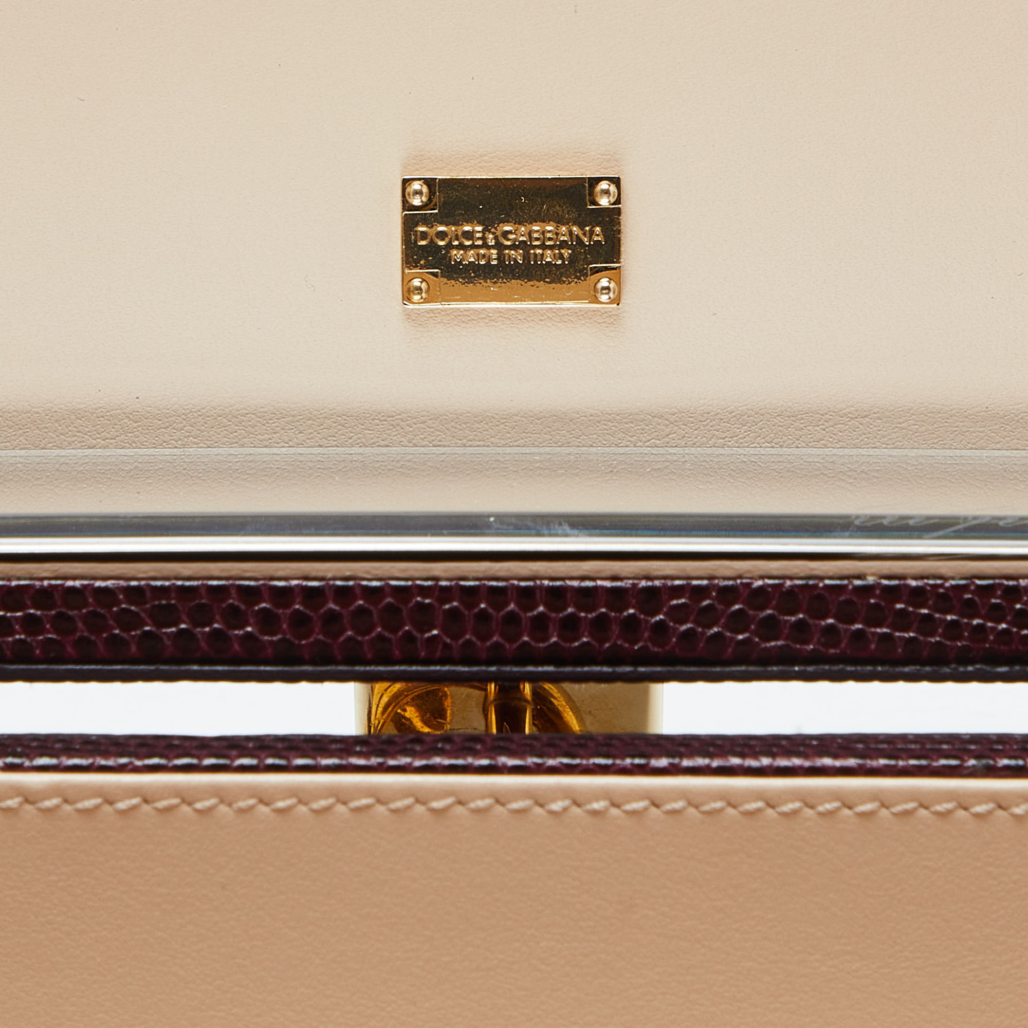 Dolce & Gabbana Burgundy Iguana Embossed Leather Box Bag