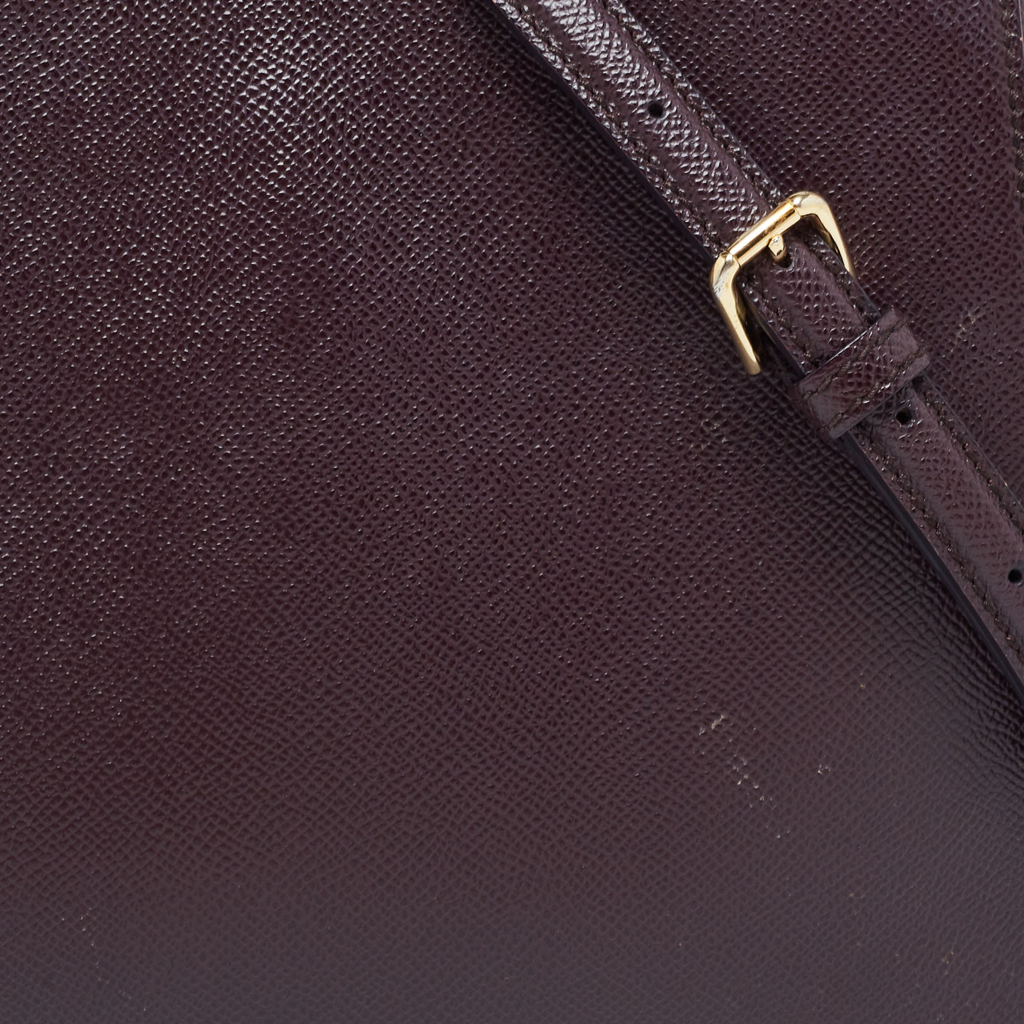 Dolce & Gabbana Burgundy Leather Sicily Top Handle Bag