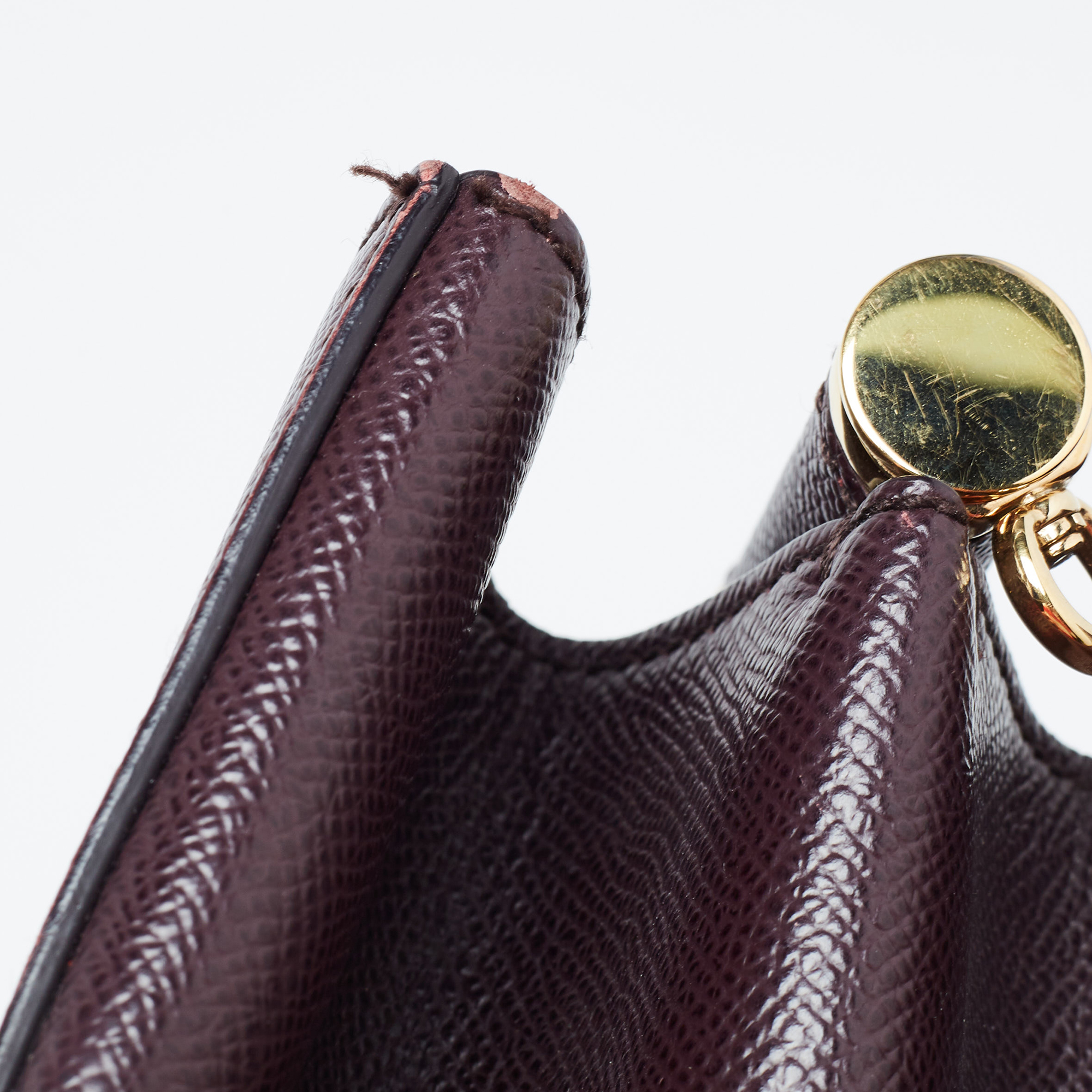 Dolce & Gabbana Burgundy Leather Sicily Top Handle Bag
