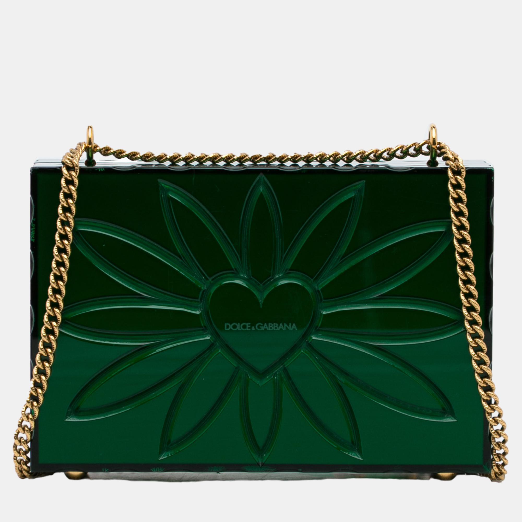Dolce & Gabbana Green Plexiglass Devotion Crossbody Bag