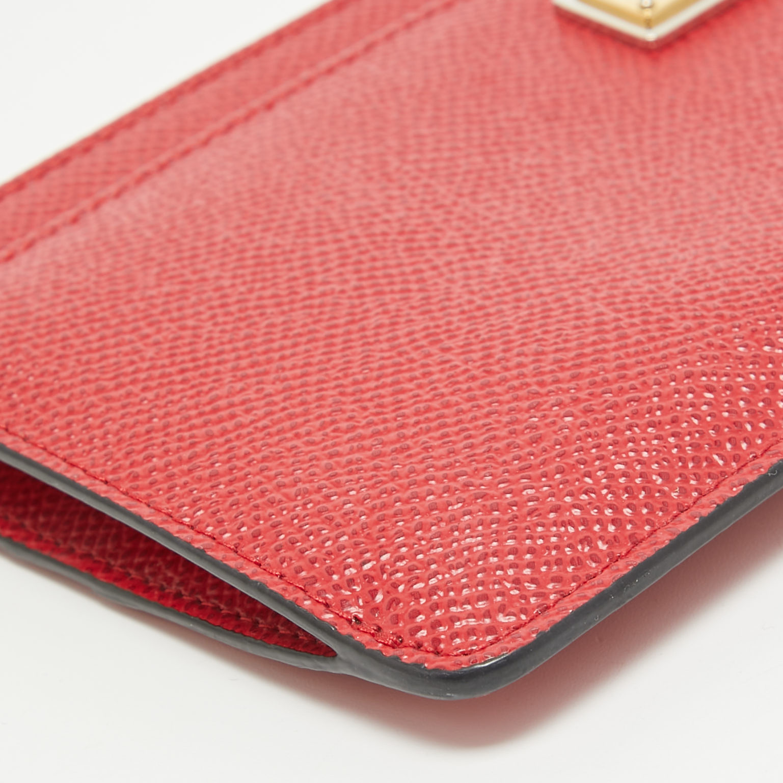 Dolce & Gabbana Red Leather Slim Zip Card Case