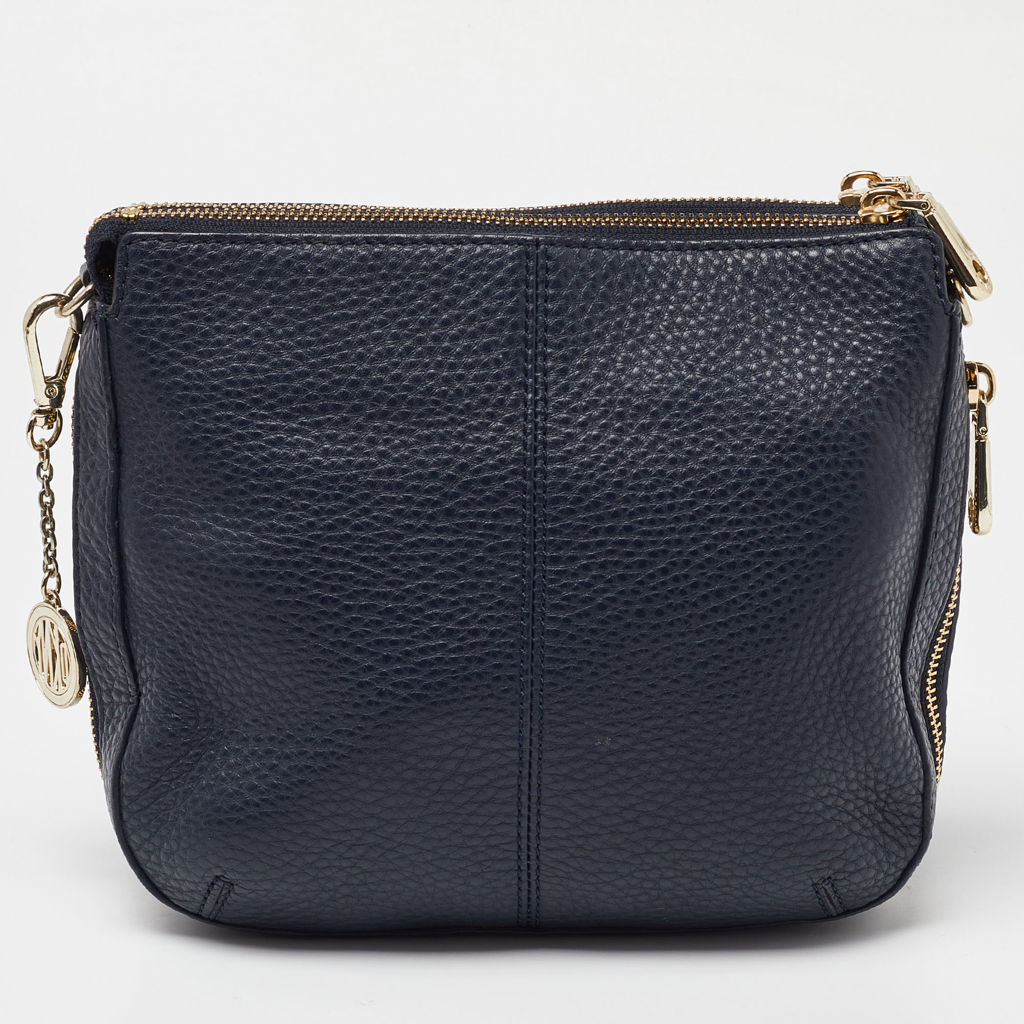 DKNY Navy Blue Leather Zip Crossbody Bag