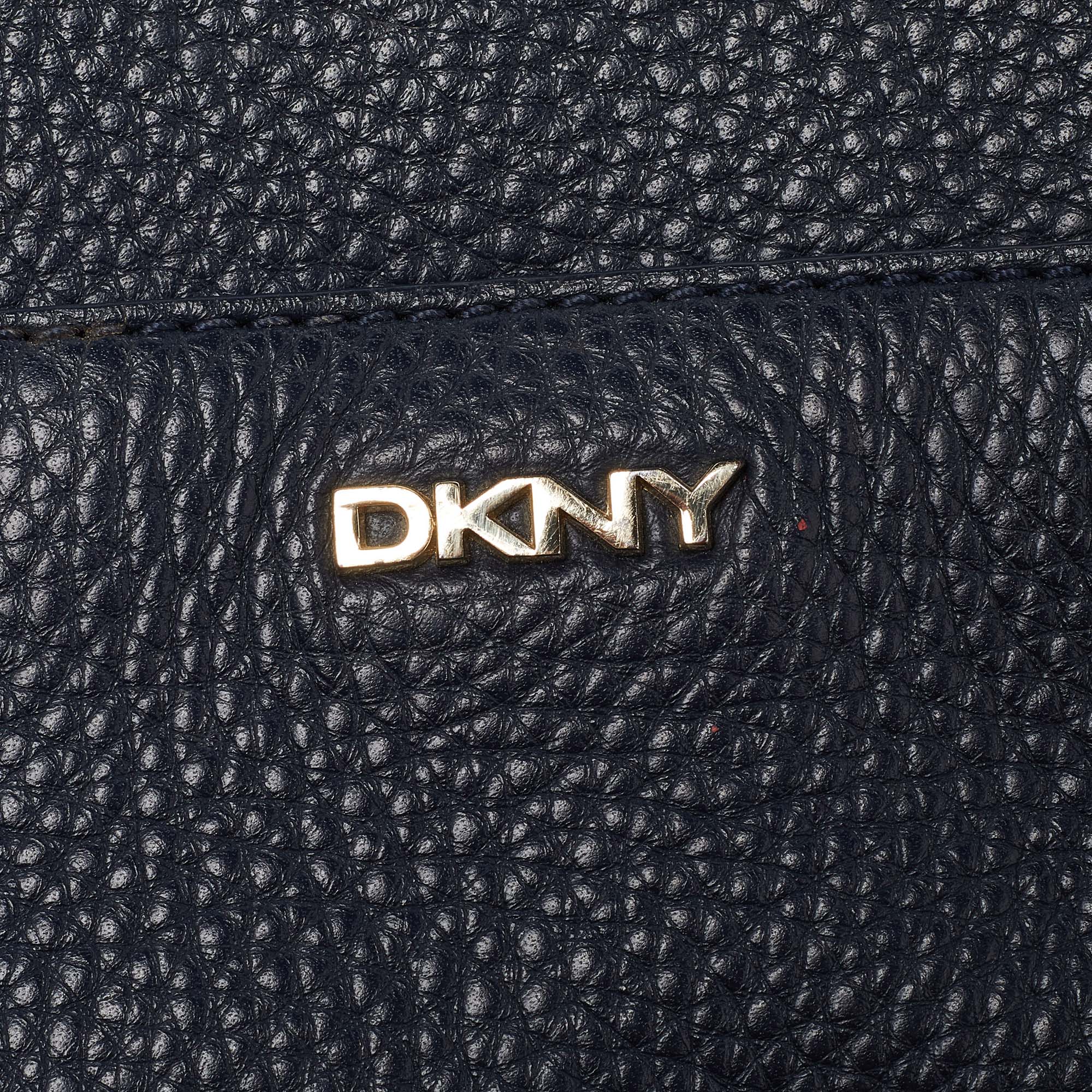 DKNY Navy Blue Leather Zip Crossbody Bag