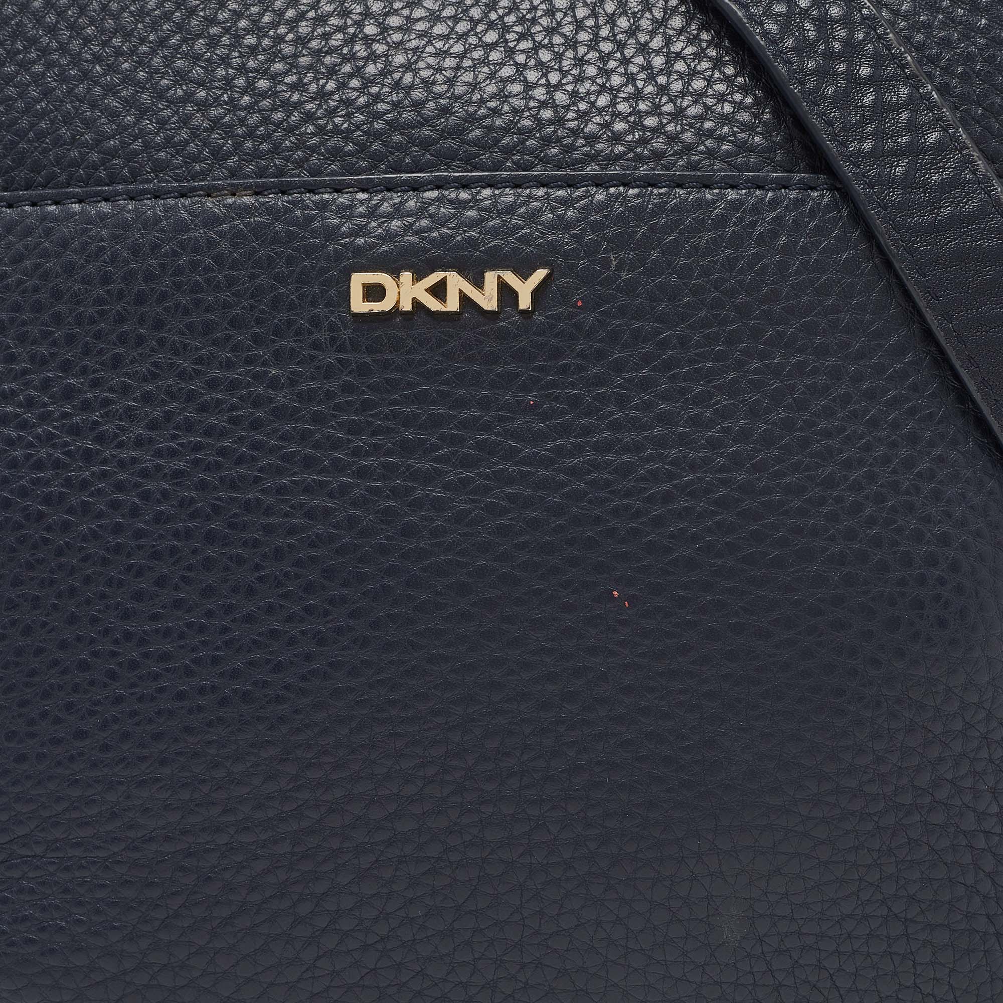 DKNY Navy Blue Leather Zip Crossbody Bag