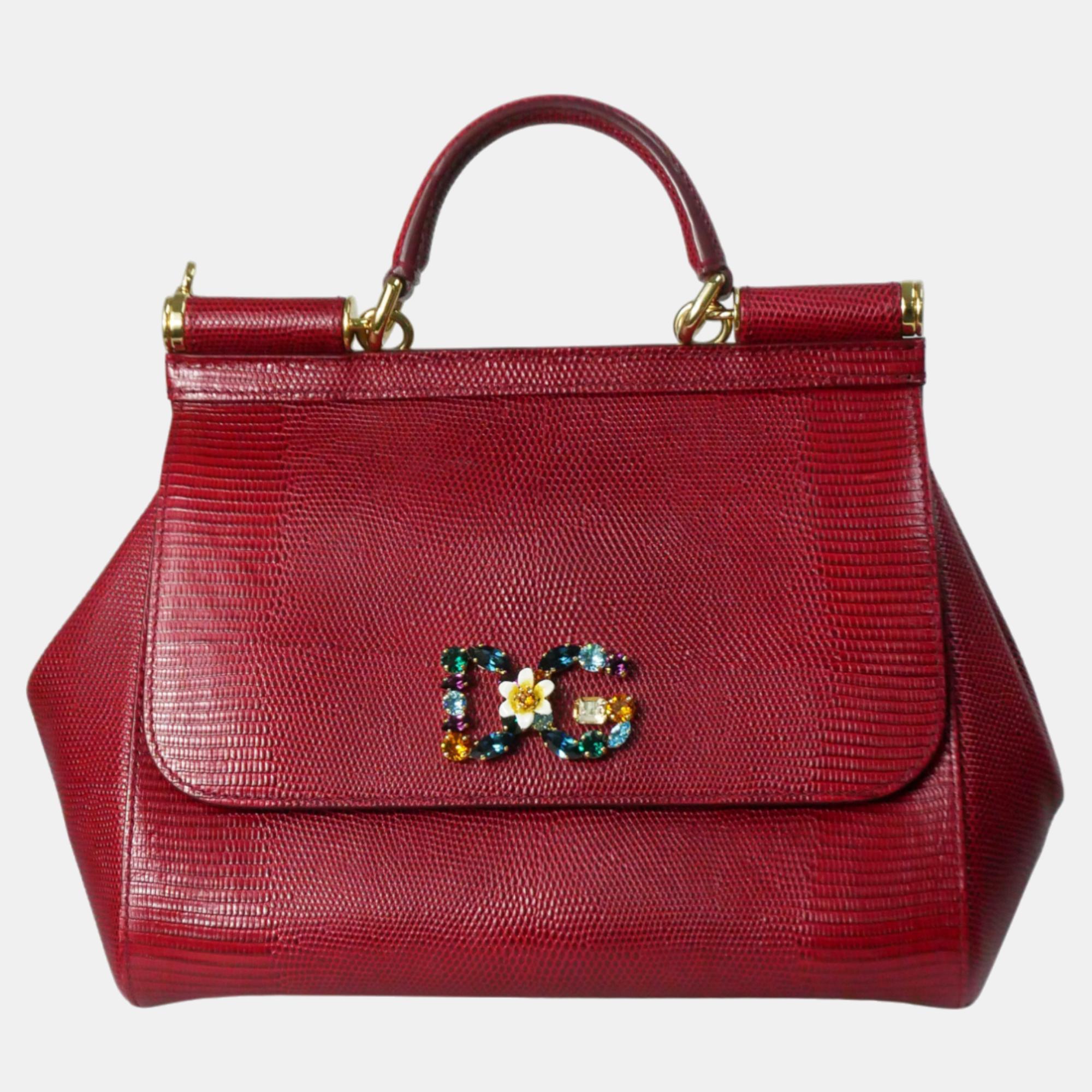 Dolce & gabbana red leather sicily bag