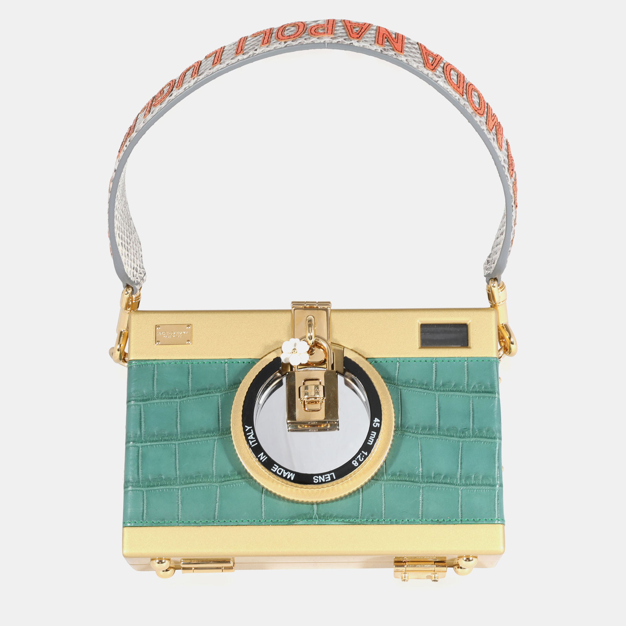 Dolce & gabbana green alta moda camera case bag