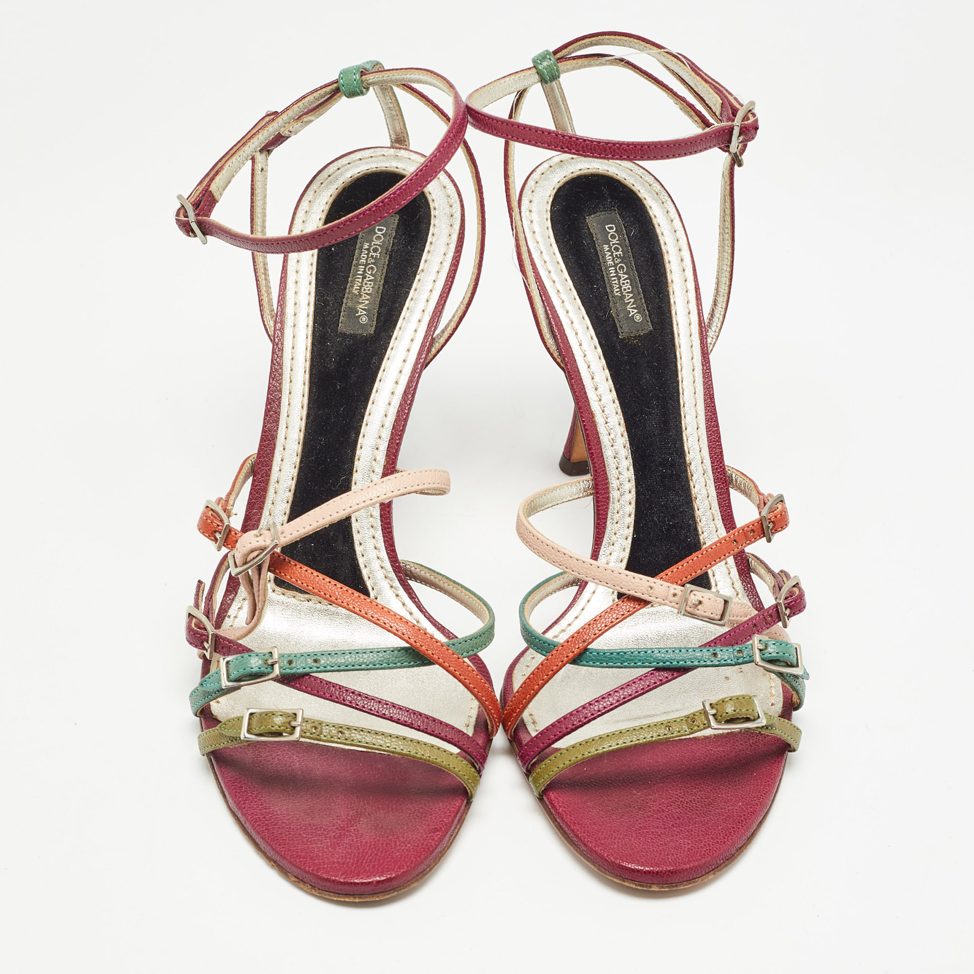 Dolce & Gabbana Multicolor Leather Strappy Sandals Size 39.5