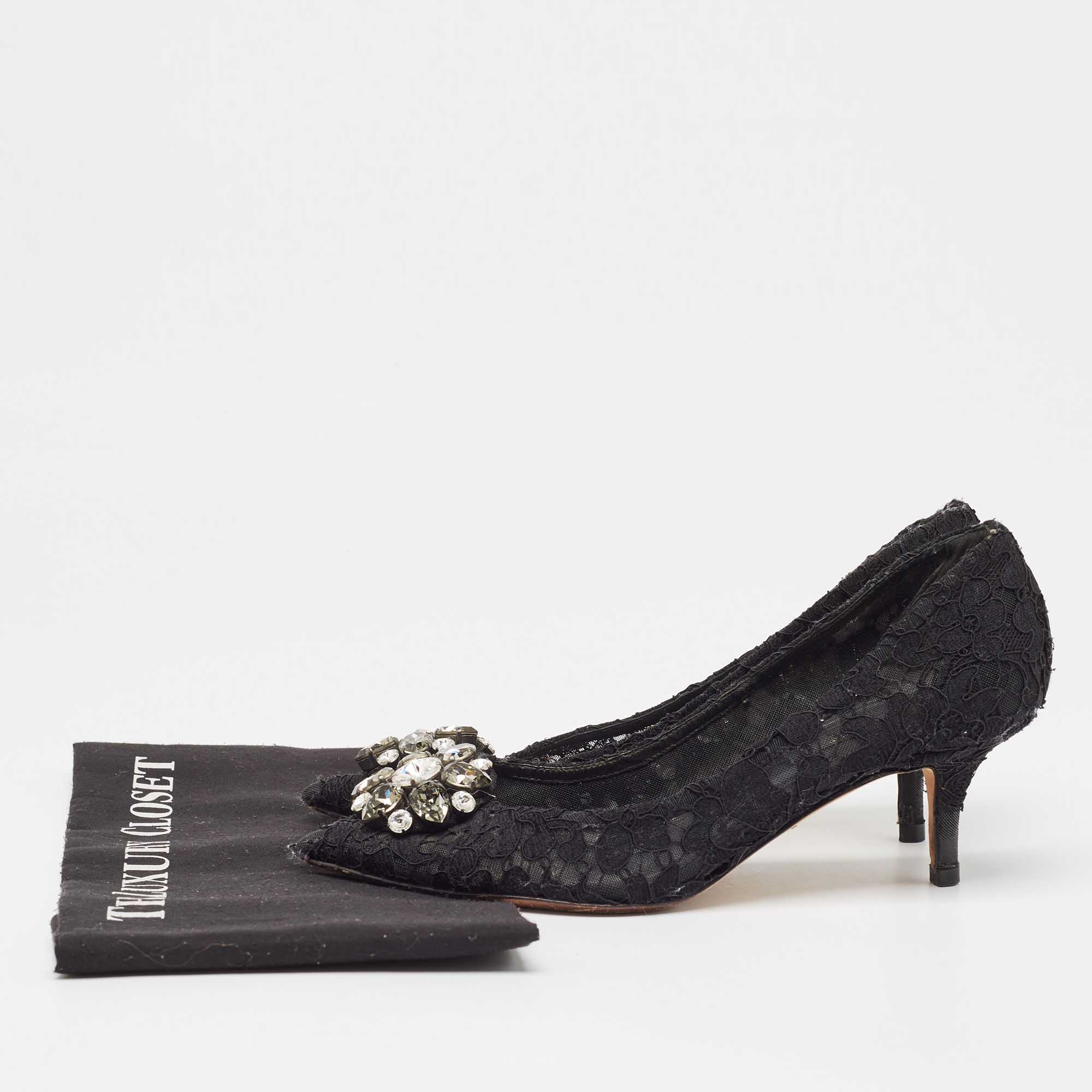 Dolce & Gabbana Black Lace Bellucci Pumps Size 38.5