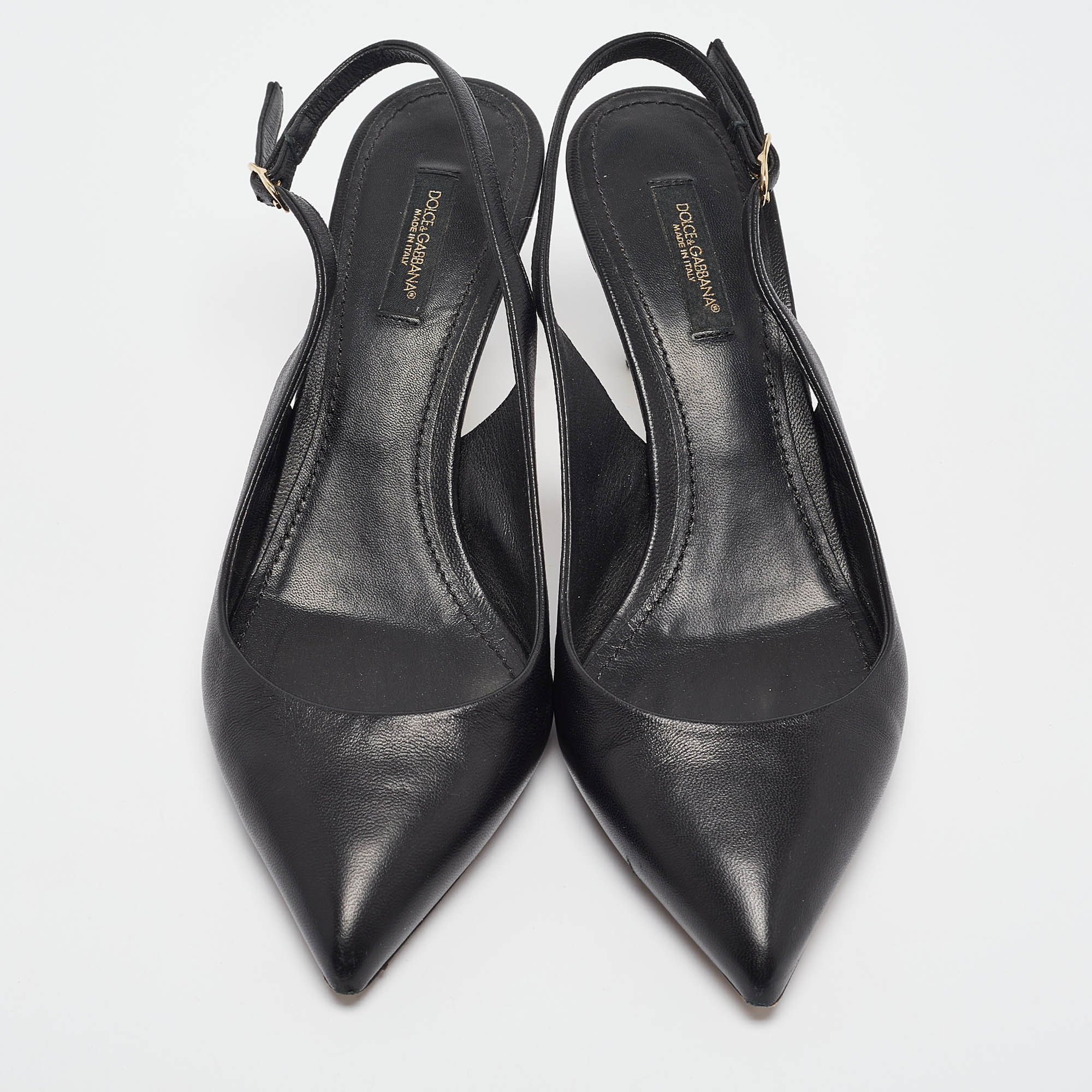 Dolce & Gabbana Black Leather Slingback Pumps Size 38