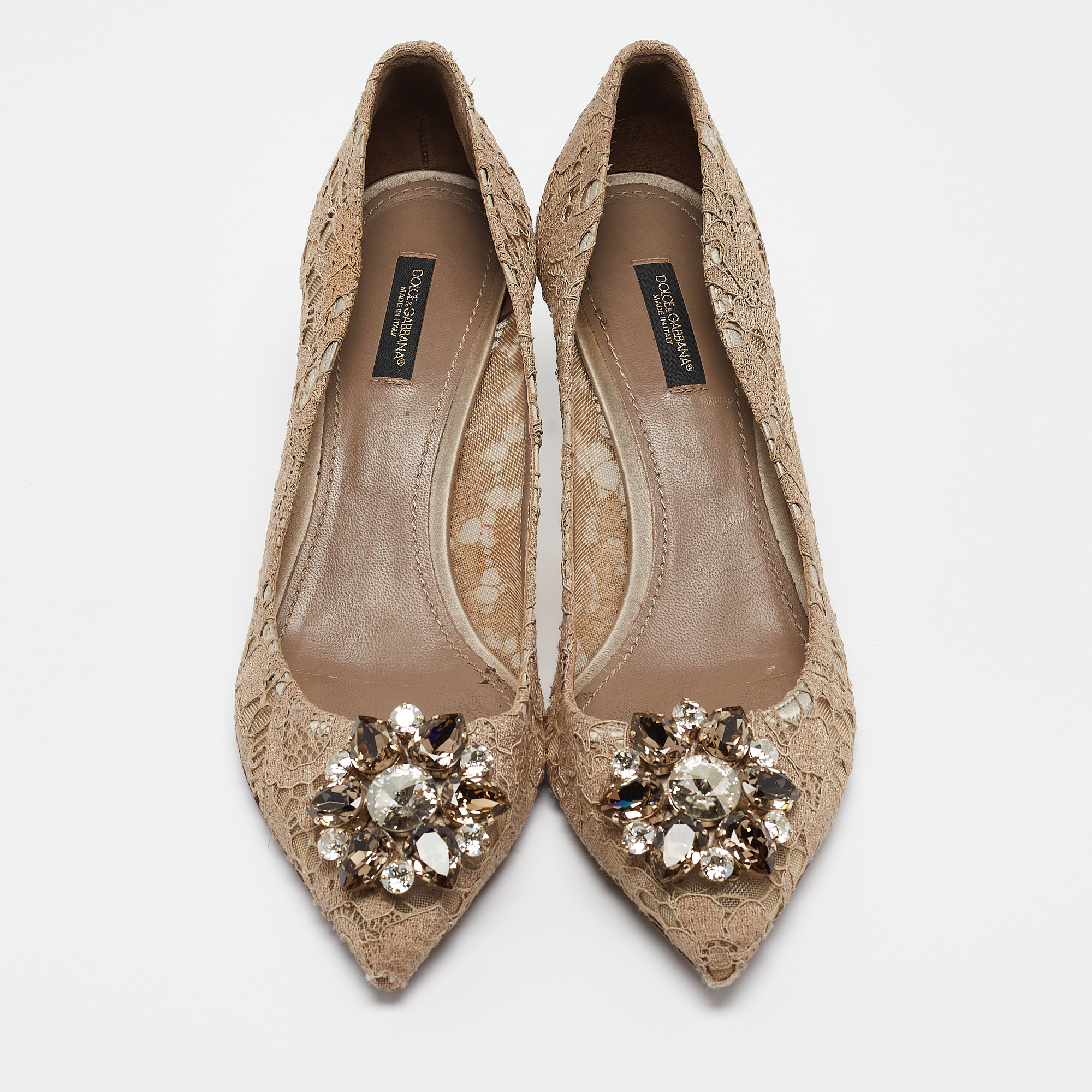 Dolce & Gabbana Beige Lace Bellucci Pumps Size 40.5