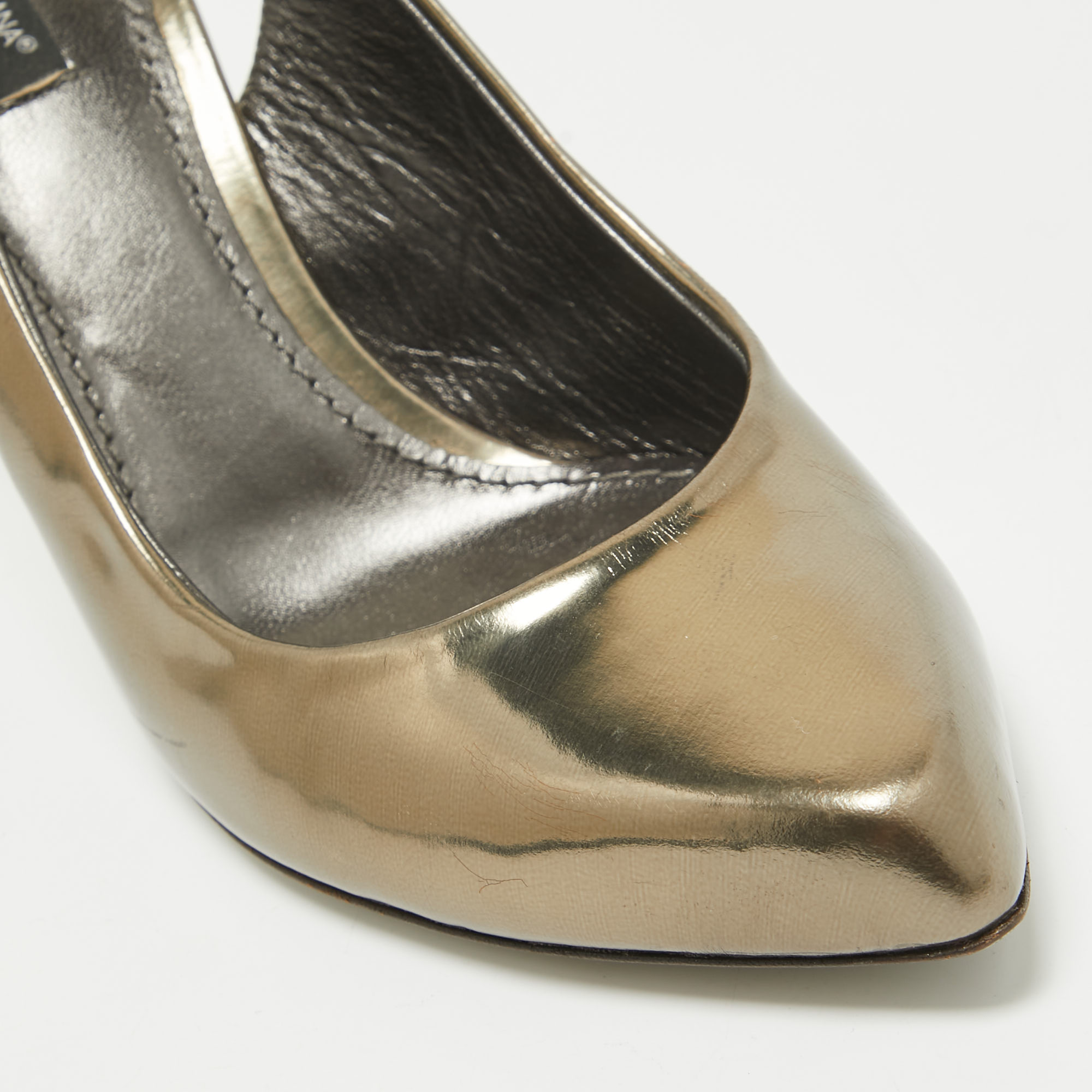 Dolce & Gabbana Metallic Leather Slingback Pumps Size 40