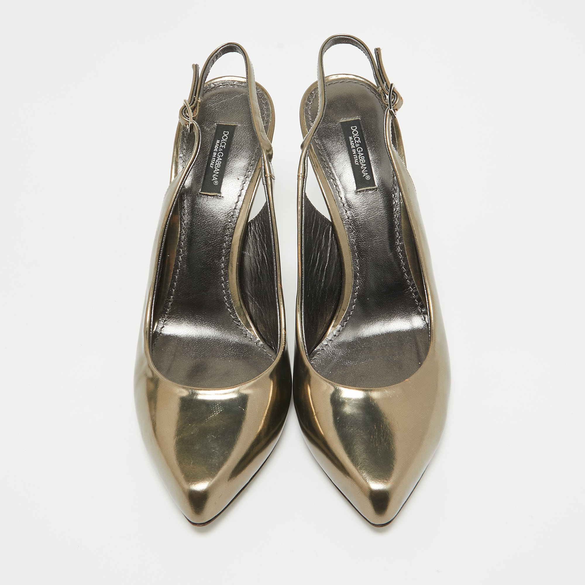 Dolce & Gabbana Metallic Leather Slingback Pumps Size 40