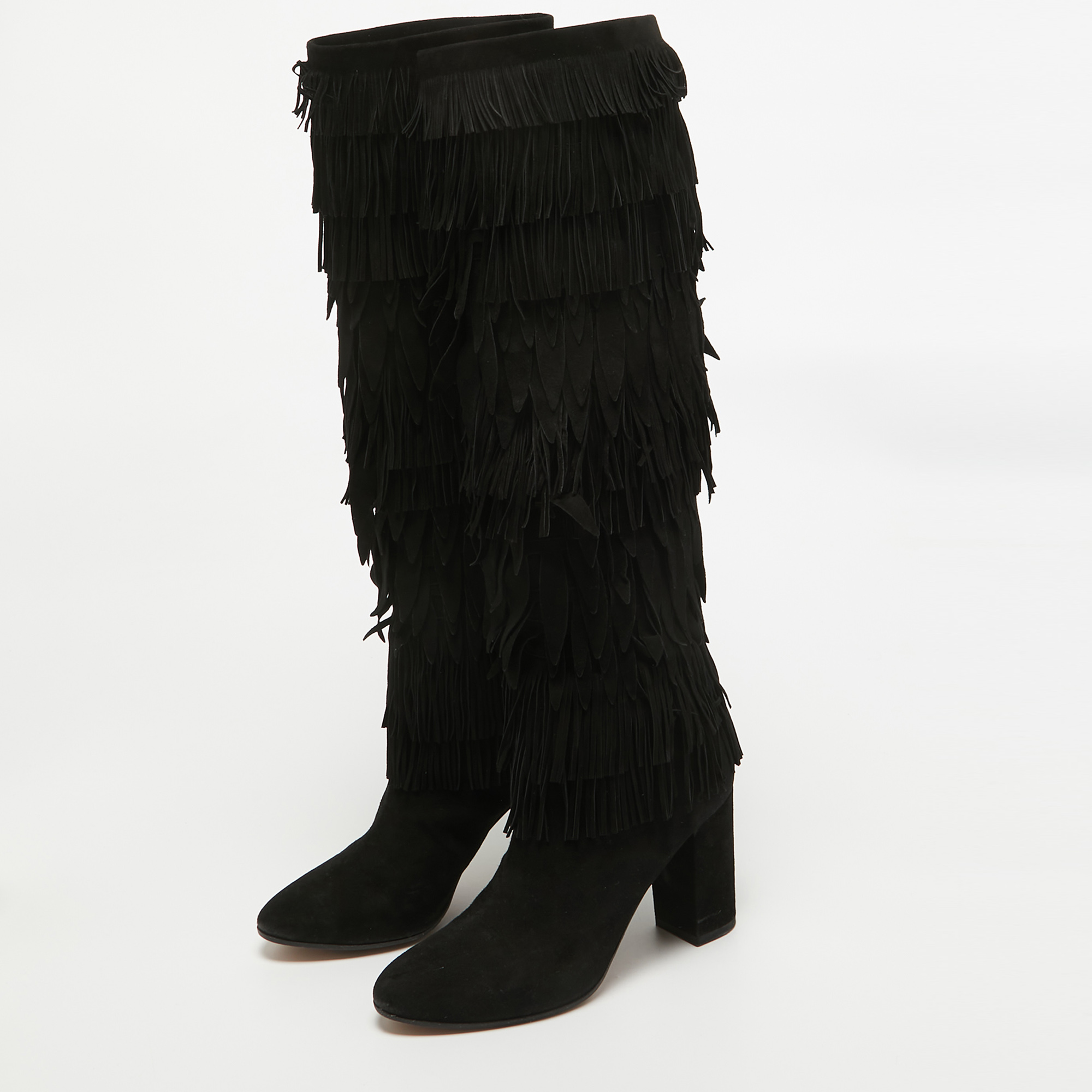 Dolce & Gabbana Black Suede Knee Length Boots Size 38