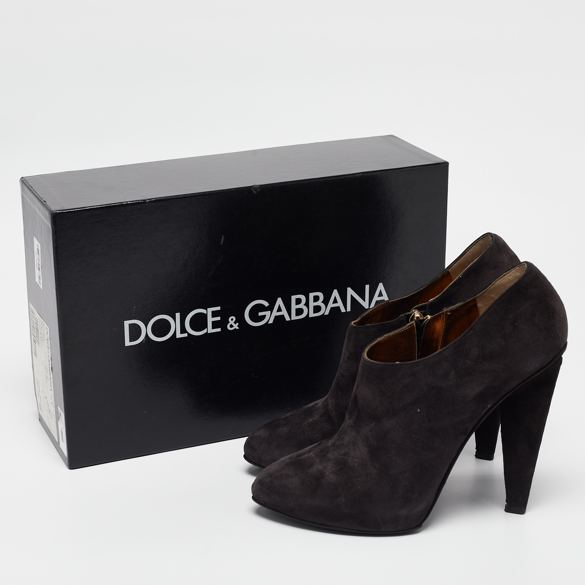 Dolce & Gabbana Grey Suede Ankle Length Boots Size 40