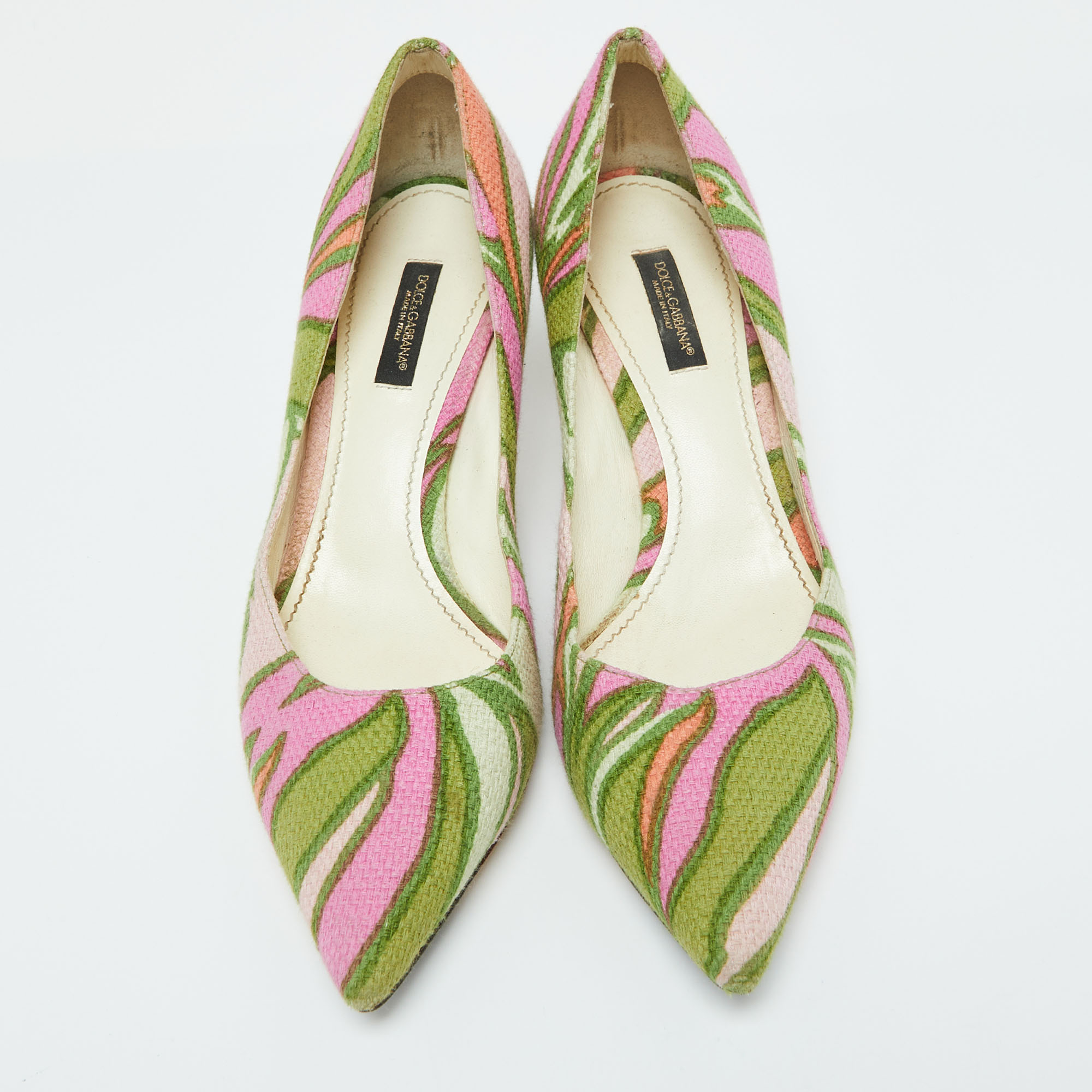 Dolce & Gabbana Multicolor Fabric Pointed Toe Pumps Size 37