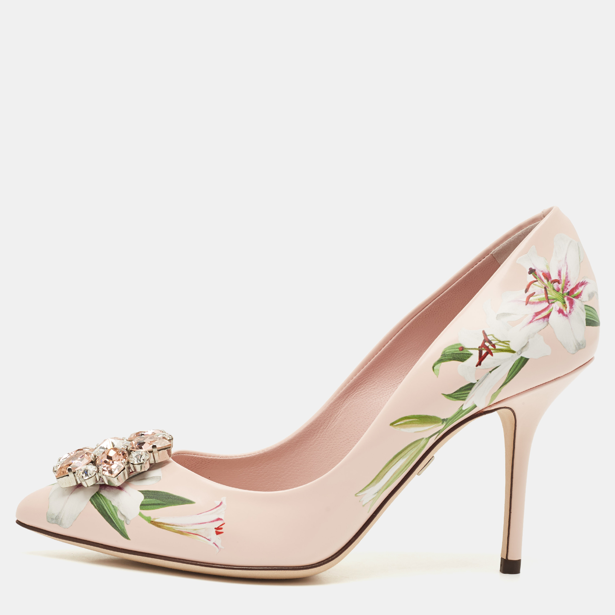 Dolce & Gabbana Pink Floral Print Leather Crystal Embellished Pumps Size
Dolce & Gabbana Pink Floral Print Leather Crystal Embellished Pumps Size
