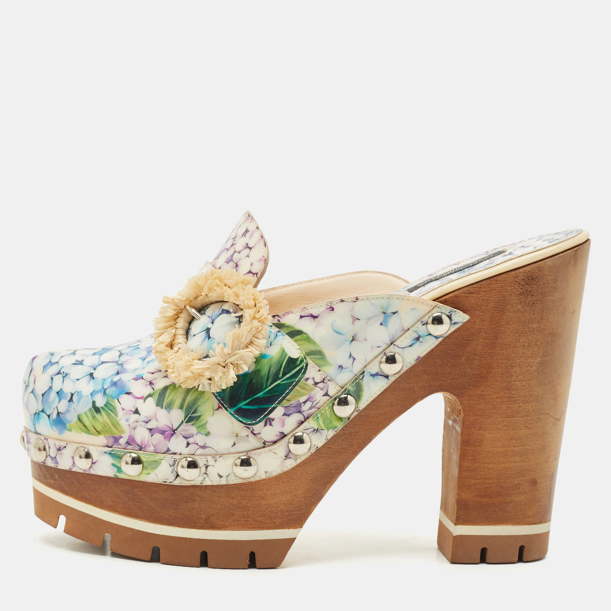 Dolce & Gabbana Multicolor Hydrangea Print Patent Leather Taormina Platform Clogs Size
Dolce & Gabbana Multicolor Hydrangea Print Patent Leather Taormina Platform Clogs Size