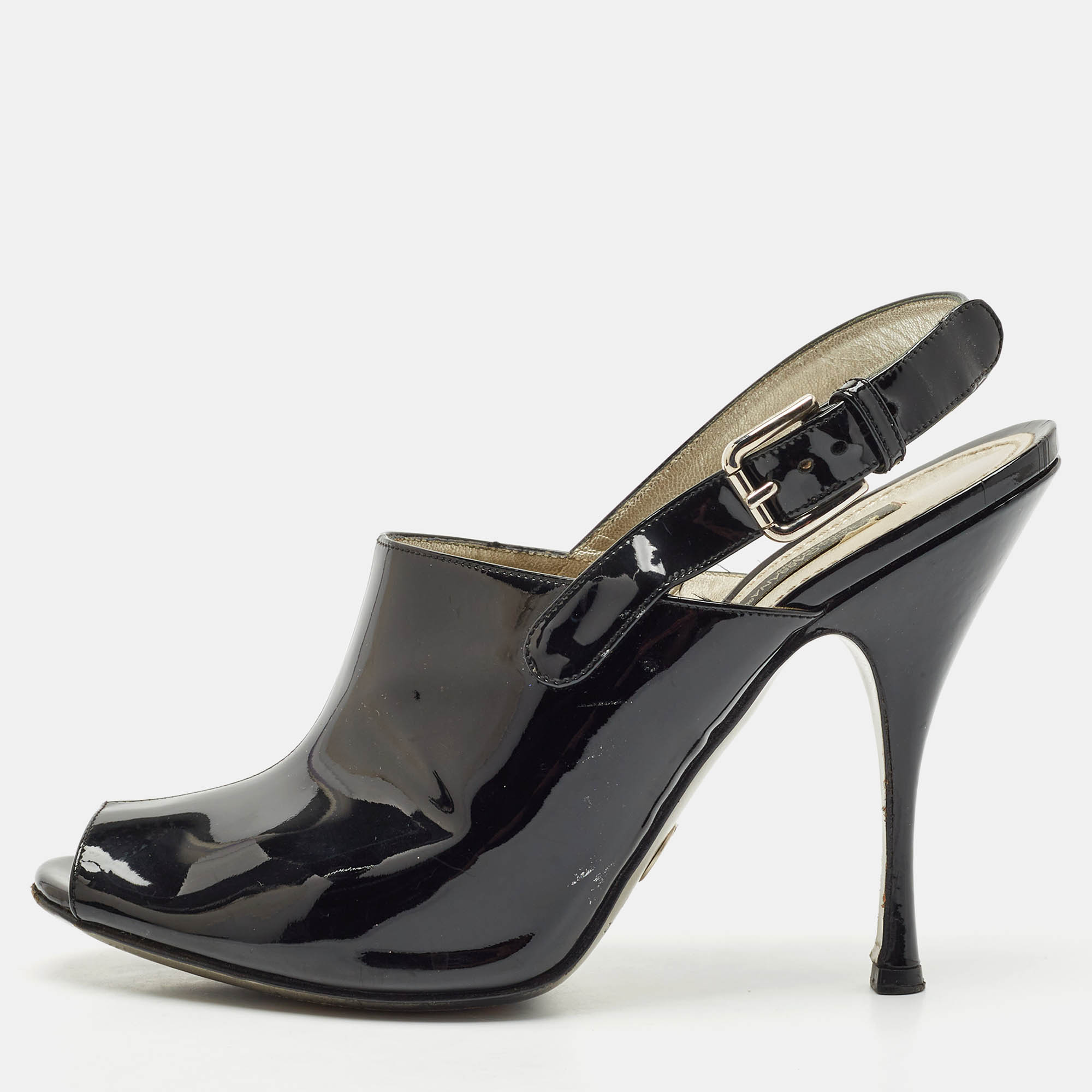 Dolce & Gabbana Black Patent Leather Peep Toe Slingback Pumps Size
Dolce & Gabbana Black Patent Leather Peep Toe Slingback Pumps Size