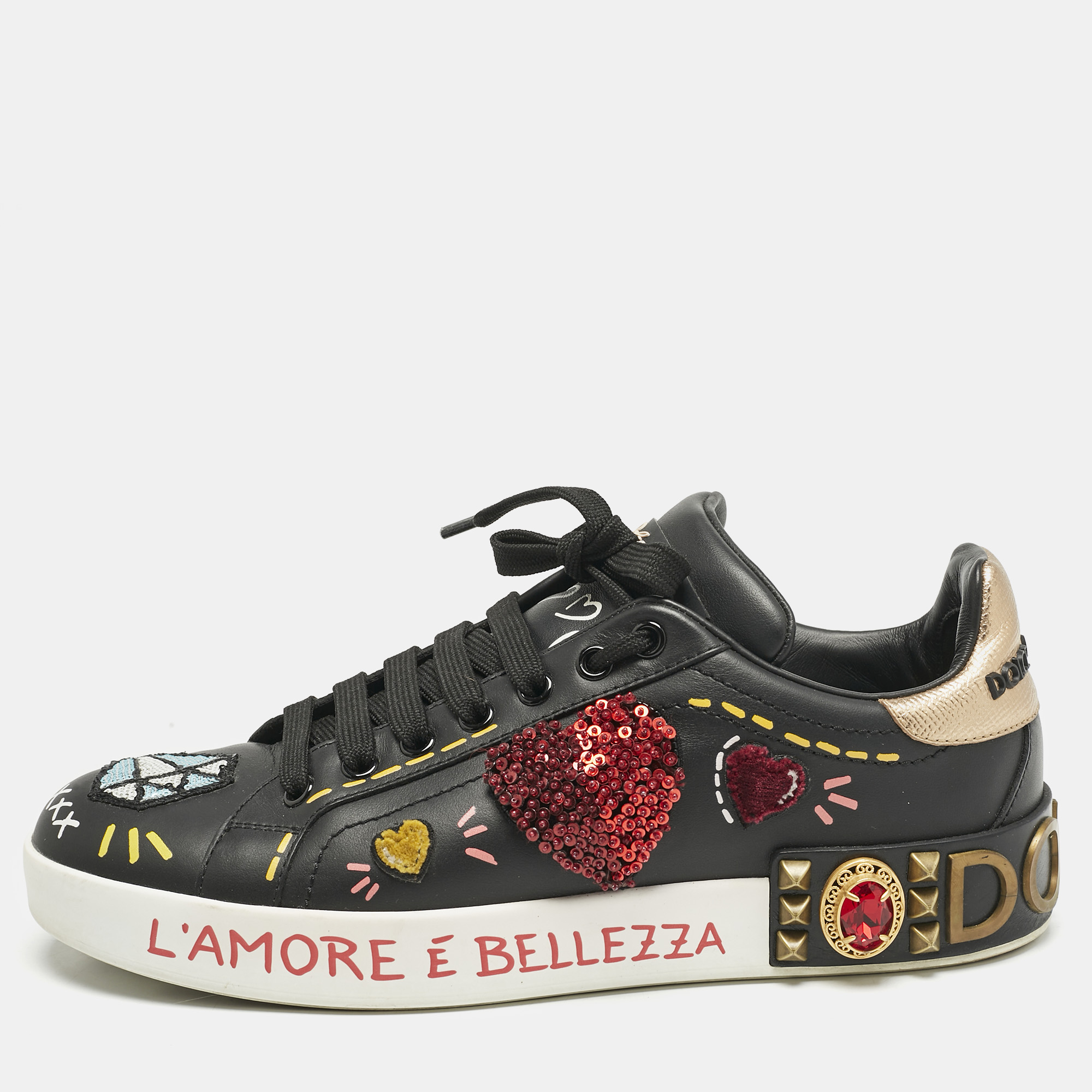 Dolce & Gabbana Black Leather Portofino Embellished Low Top Sneakers Size
Dolce & Gabbana Black Leather Portofino Embellished Low Top Sneakers Size
