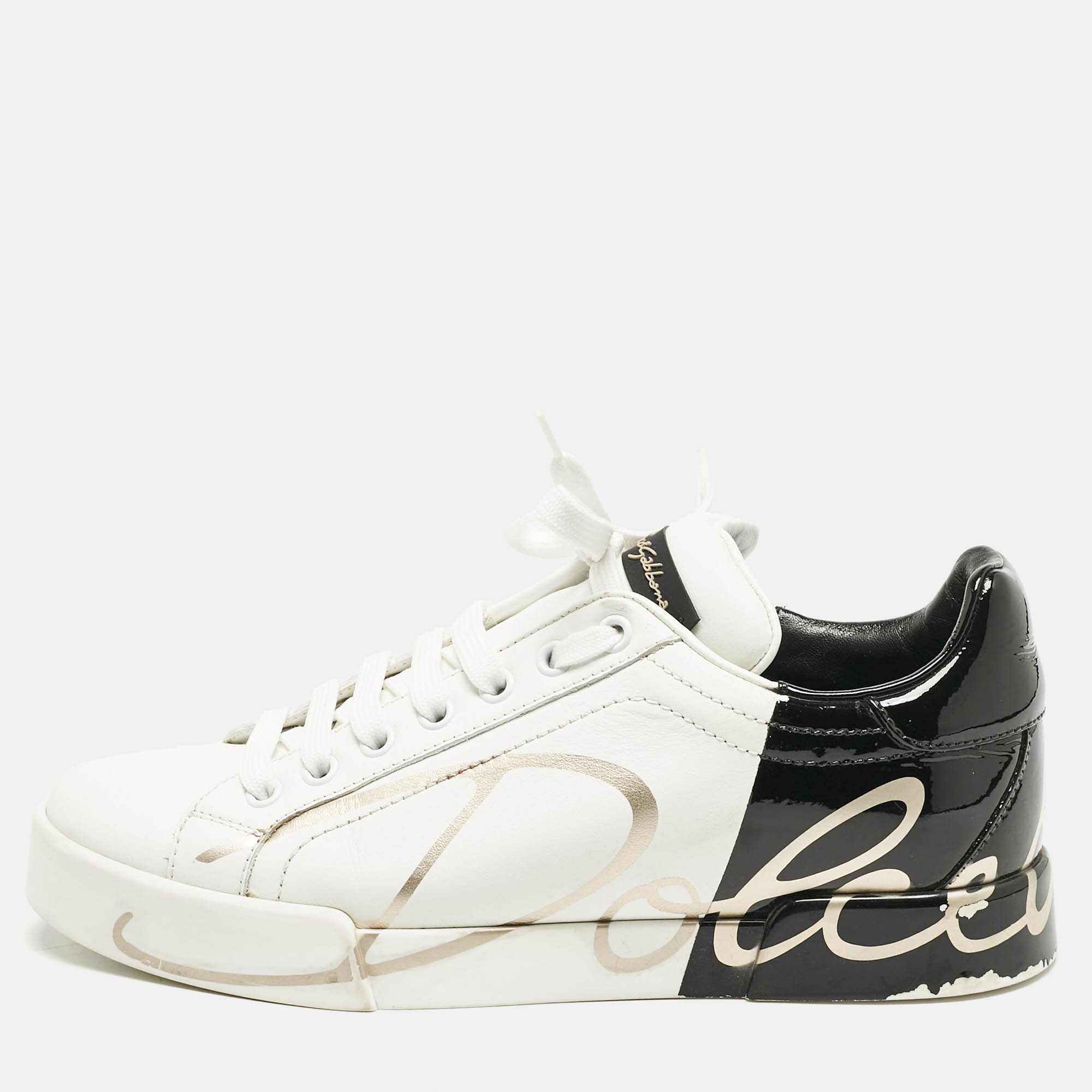 Dolce and Gabbana White/Black Leather Portofino Low Top Sneakers Size
Dolce and Gabbana White/Black Leather Portofino Low Top Sneakers Size