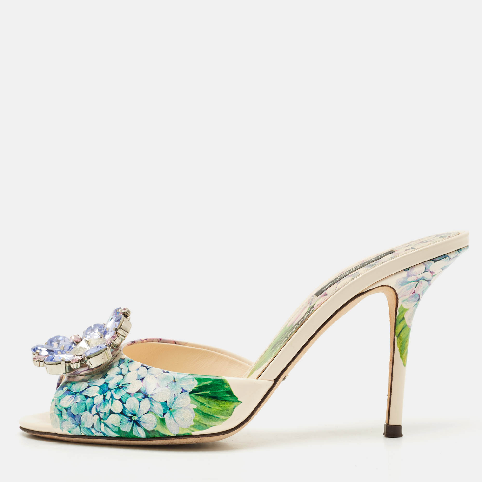 Dolce & Gabbana Multicolor Floral Print Leather Crystal Embellished Slide Sandals Size
Dolce & Gabbana Multicolor Floral Print Leather Crystal Embellished Slide Sandals Size