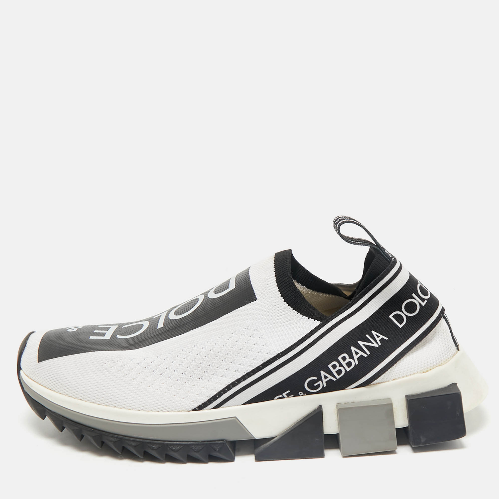 Dolce & Gabbana White/Black Knit Fabric Sorrento Slip On Sneakers Size
Dolce & Gabbana White/Black Knit Fabric Sorrento Slip On Sneakers Size