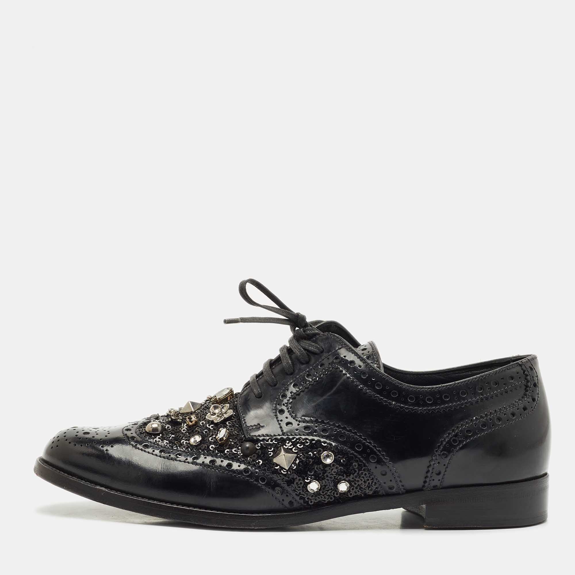 Dolce & Gabbana Black Brogue Leather Studded Embellished Lace Oxfords Size
Dolce & Gabbana Black Brogue Leather Studded Embellished Lace Oxfords Size