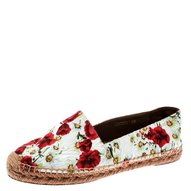 Image of Dolce & Gabbana Multicolor Floral Print Canvas Espadrilles Size