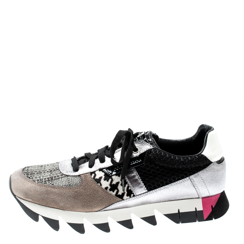 

Dolce And Gabbana Tricolor Leather, Mesh And Pony Hair Patchwork Capri Sneakers Size, Grey