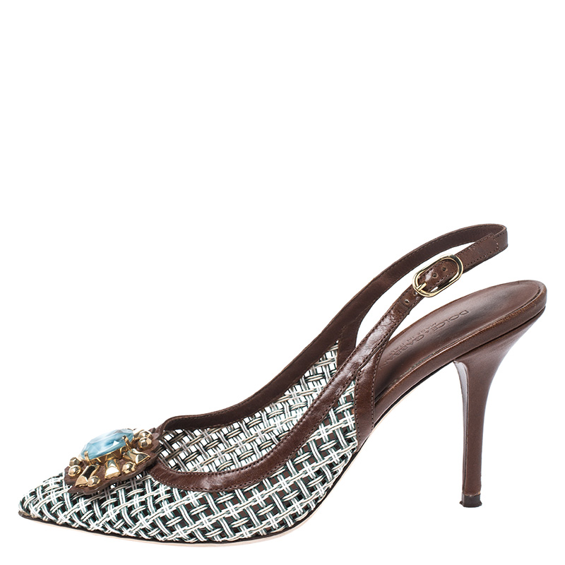 Dolce and Gabbana Multicolor Woven PVC And Leather Slingback Sandals
Dolce and Gabbana Multicolor Woven PVC And Leather Slingback Sandals
