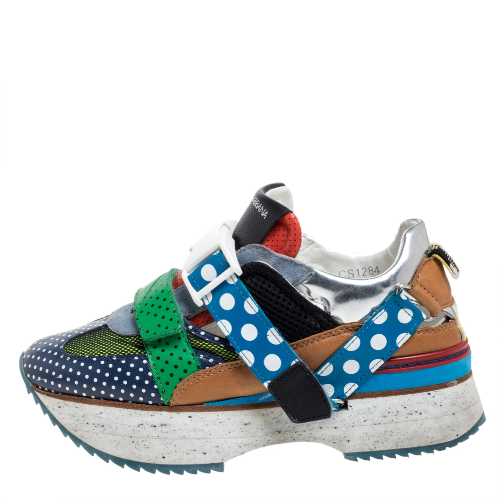 Dolce & Gabbana Multicolor Mesh And Suede Leather Polka Dot Low Top Platform Sneakers Size
Dolce & Gabbana Multicolor Mesh And Suede Leather Polka Dot Low Top Platform Sneakers Size