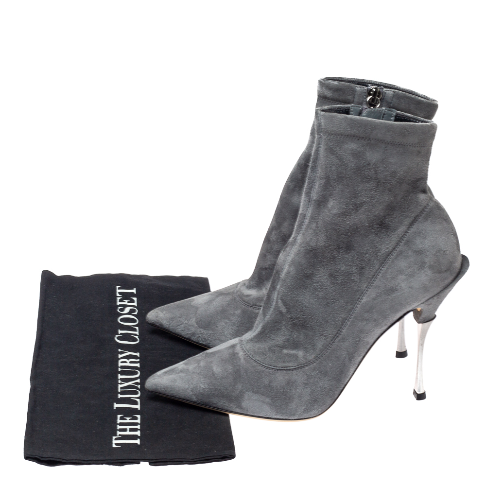 Dolce & Gabbana Grey Suede Pointed Toe Booties Size 39