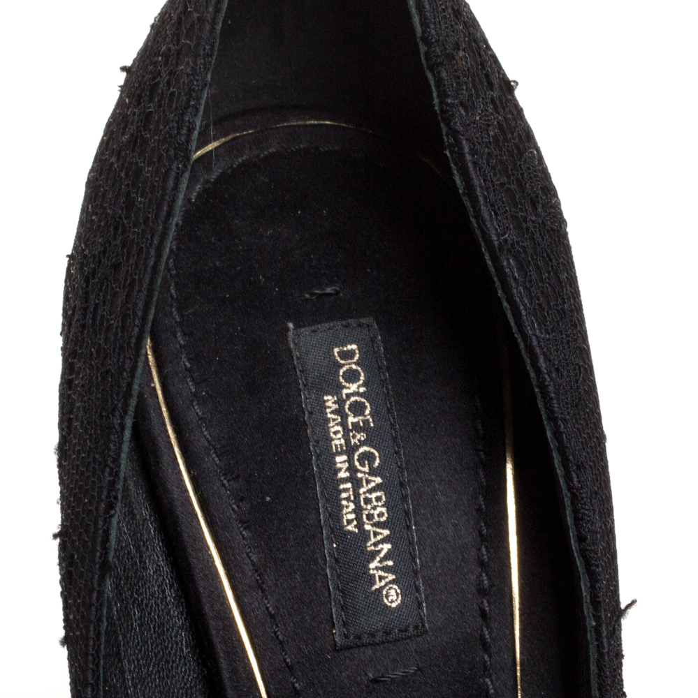 Dolce And Gabbana Black Lace Platform Pumps Size 36