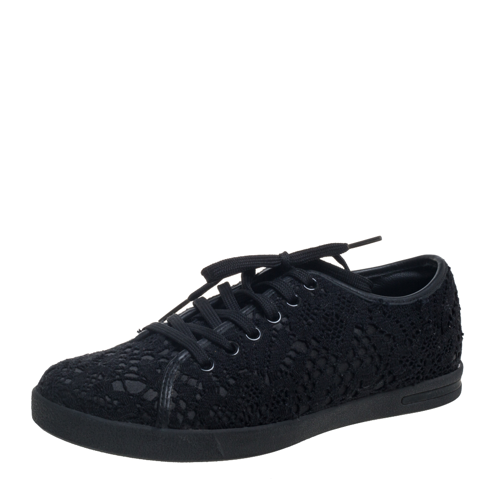 Dolce & Gabbana Black Lace Low Top Sneakers Size 36