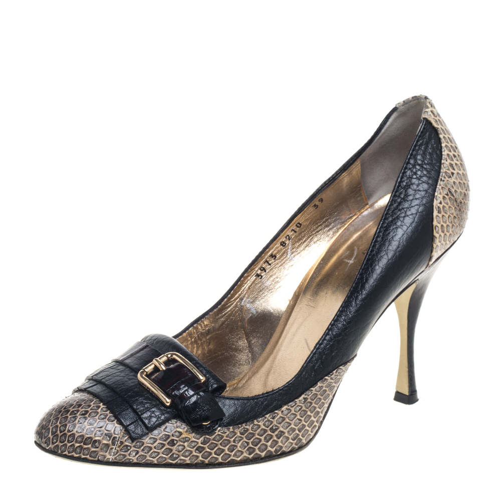 Dolce & Gabbana Gray/Black Python And Leather Pumps Size 39