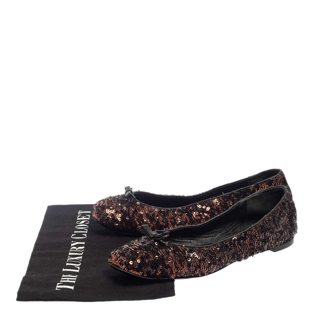Dolce & Gabbana Black/Brown Sequin Flats Size 39