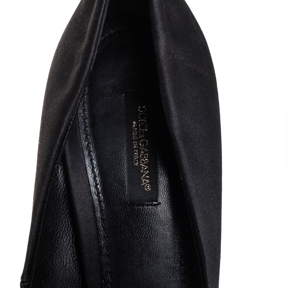 Dolce & Gabbana Black Satin Crytal Embellished Pumps Size 39