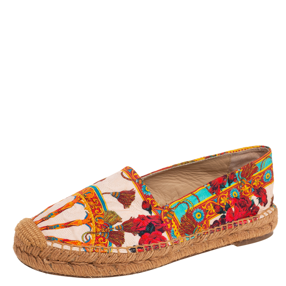 Dolce & Gabbana Multicolor Printed Canavs Espadrille Flats Size 38