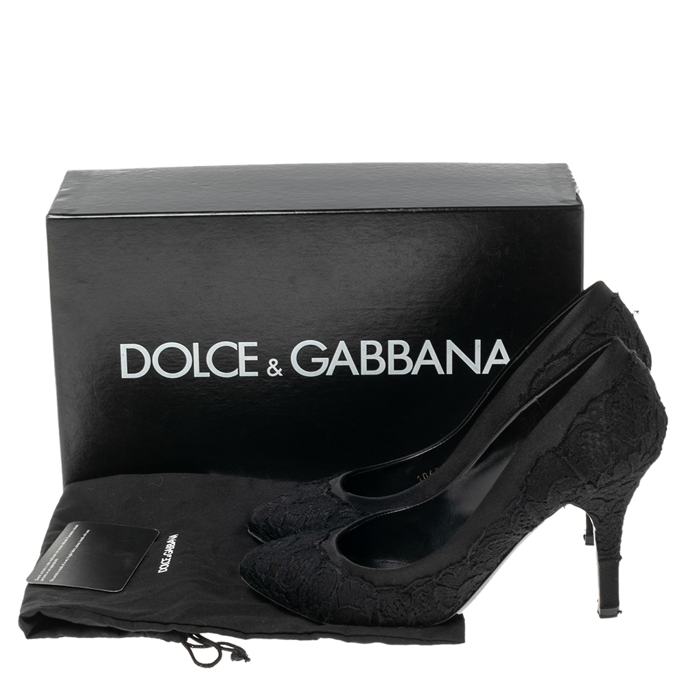Dolce & Gabbana Black Lace And Satin Pumps Size 38
