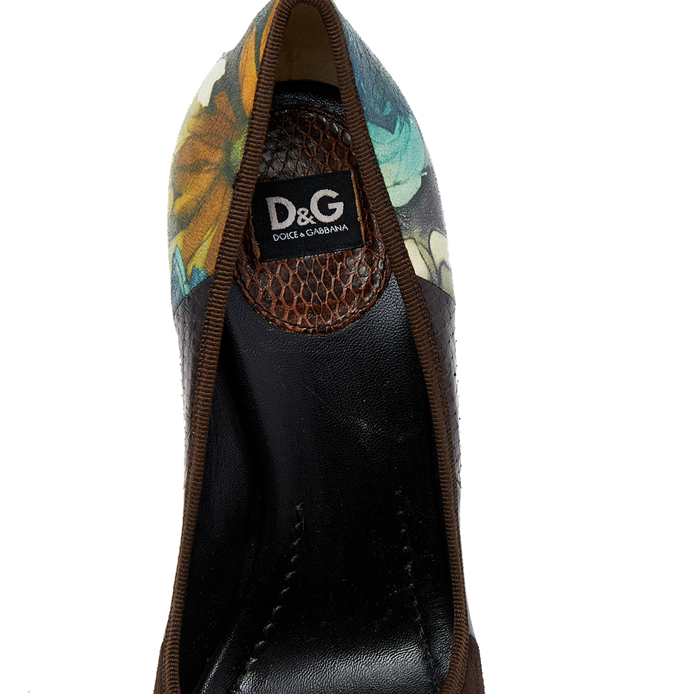 Dolce & Gabbana Multicolor Suede And Leather Bow Pumps Size 37.5